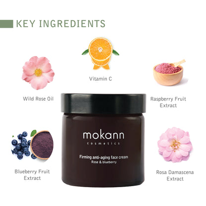 Firming Anti-Aging Face Cream Rose and Blueberry.