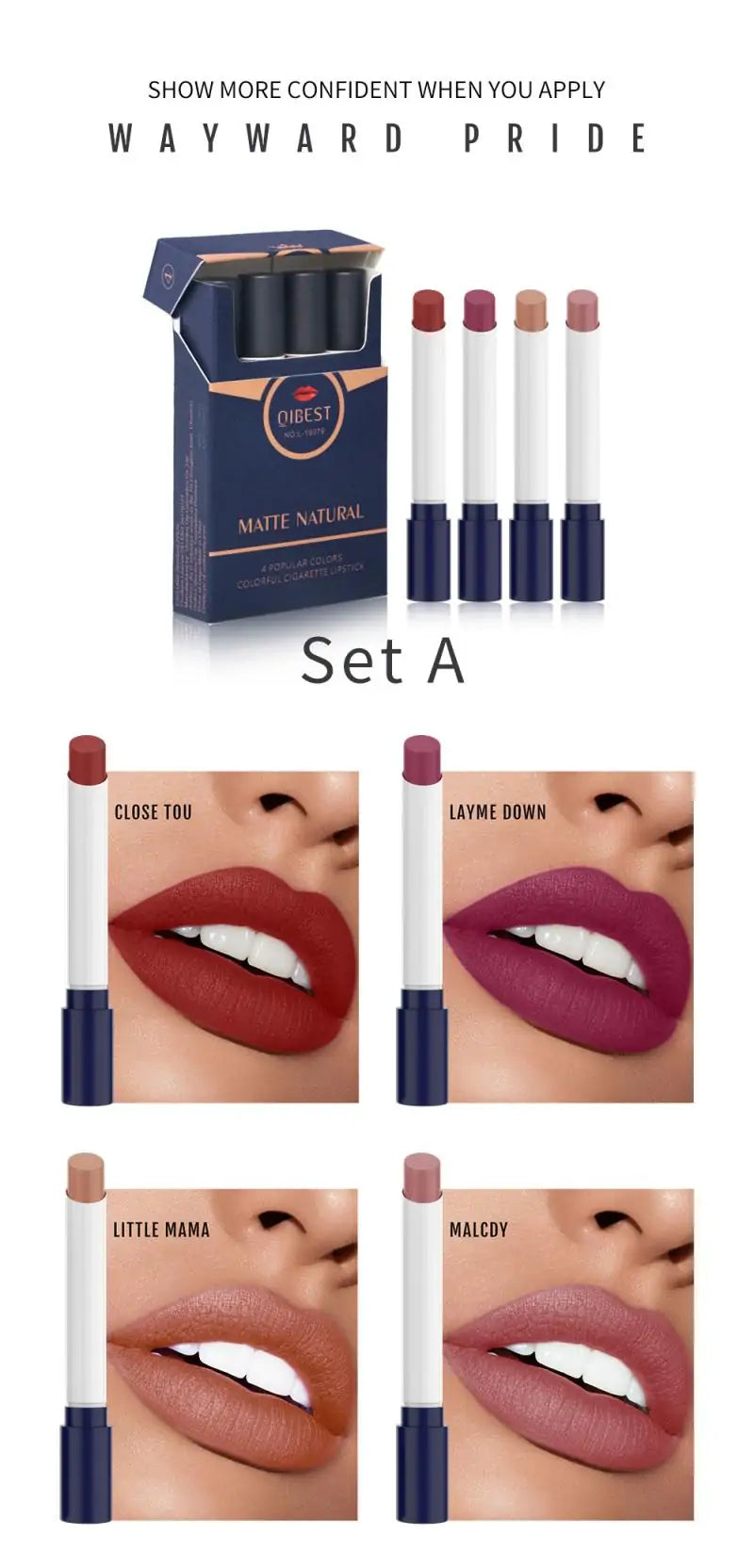 4 Colors Velvet Matte Cigarette Lipstick